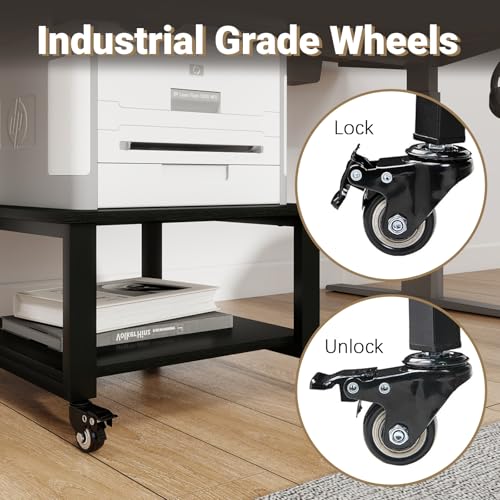 Image of Natwind 2 Tier Laser Printer Stand,20''x20'' Under Desk Printer Cart, Black