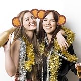 KHC-KHF Monkey-Ears-Headband Halloween-Headband Plush Monkey Hairband Brown Fluffy Animal Headwear for Party Cosplay Makeup Costume Birthday Christmas Kids Adult