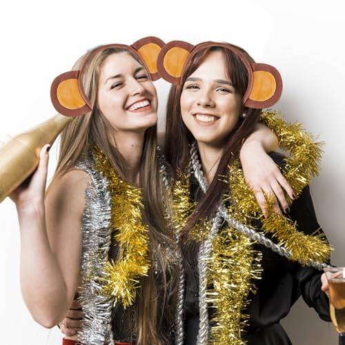 KHC-KHF Monkey-Ears-Headband Halloween-Headband Plush Monkey Hairband Brown Fluffy Animal Headwear for Party Cosplay Makeup Costume Birthday Christmas Kids Adult