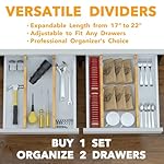 SpaceAid 4 Pack Bamboo Drawer Dividers with Labels, Kitchen Adjustable Drawer Organizers, Expandable Organization for Home Clothes Dressers (17-22 in, Natural) - Image 5