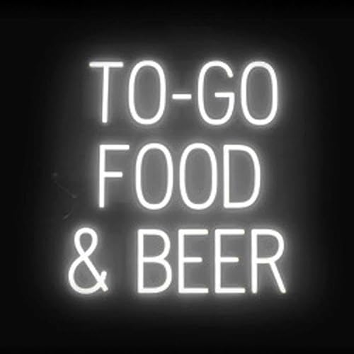 Miniatura 34 de SpellBrite Letrero para restaurantes Letreros relacionados con comida para llevar y llevar con aspecto de neón, luz LED azul 28.1 x 6.3 pulgadas