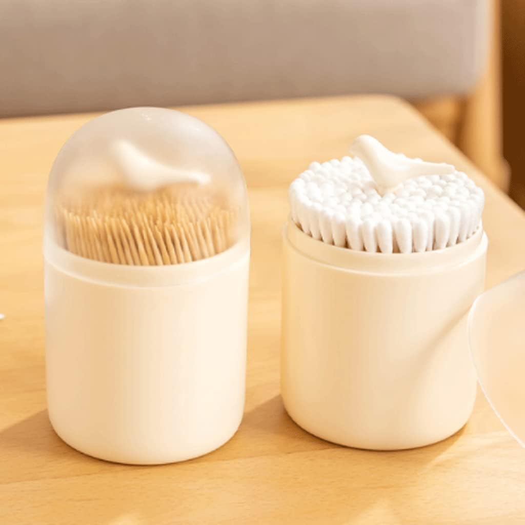 Ceramic Toothpicks Container ，Plastic Toothpick Case，Fashion Simple Toothpick Holder Bird Toothpick Dispenser with Lid Toothpicks Case Storage Plastic Cotton Swab Holder Portable Chic(Large blue)