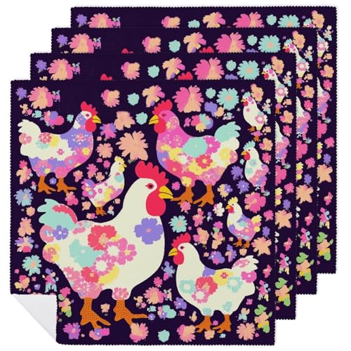 Servilletas de Tela Flor Corazón Poliéster Cuadrada 4 Pzs miniatura 1
