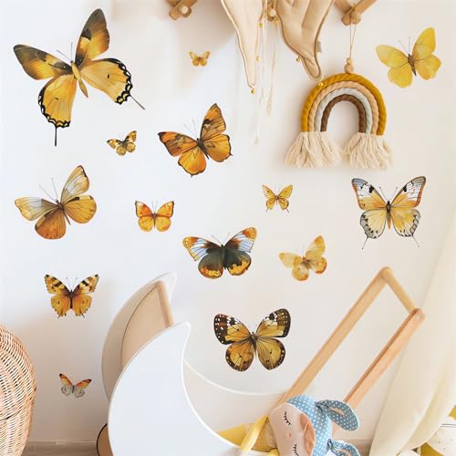 14 Piezas Stickers Vinilo Mariposas Amarillas para Pared miniatura 1