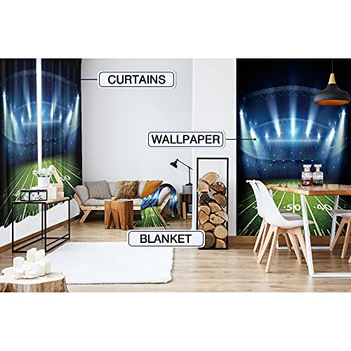 Meshelly Sports American Football Stadium Arena Curtains 42 (W) X 63(H) Inch Rod Pocket Field Night Spotlights Boys Men Gaming Art Printed Living Room Bedroom Window Drapes Treatment Fabric 2 Panels #TOP4