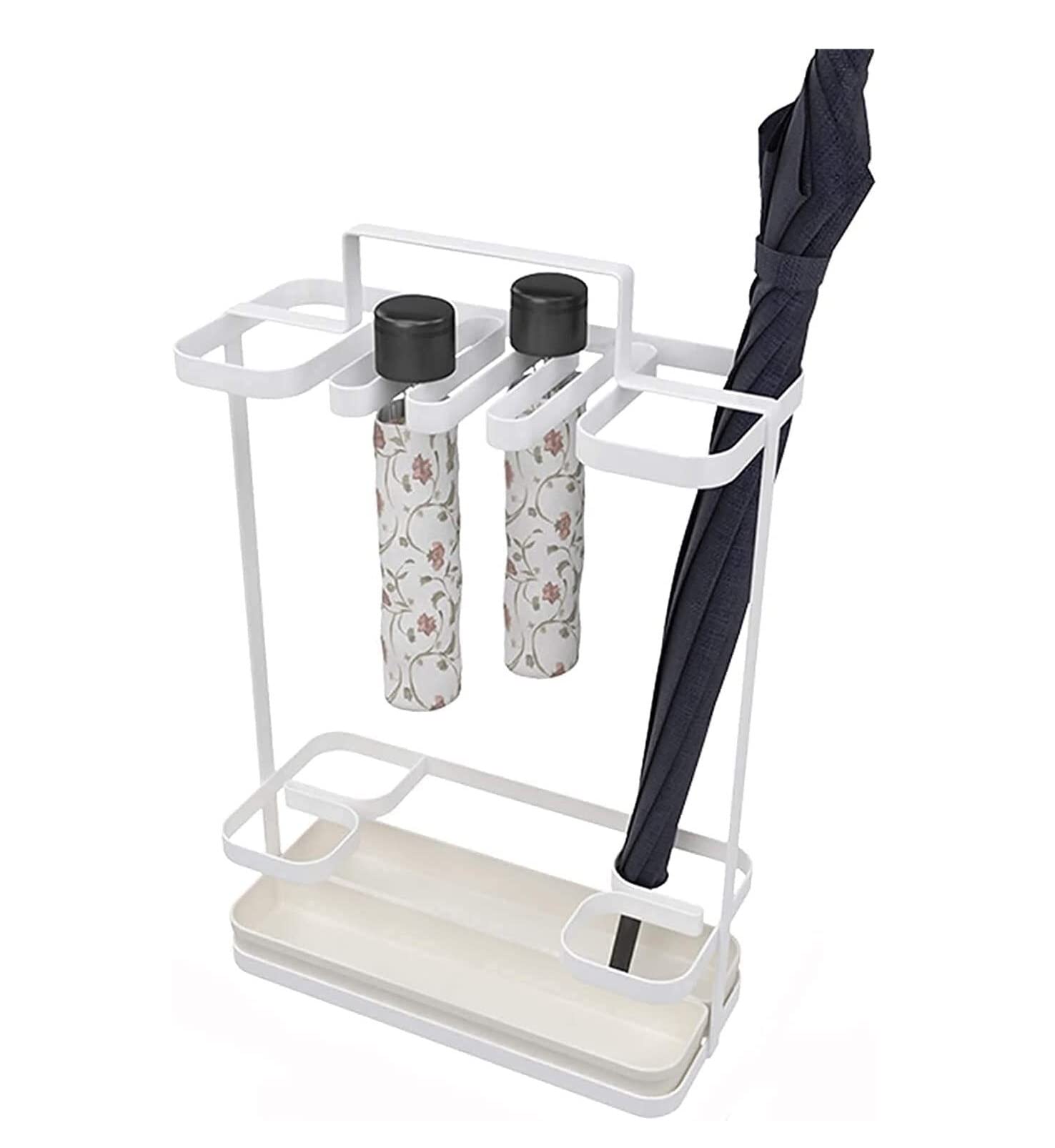 HYLYGFH Carbon Steel Umbrella Holder Stand with Mobile Tray - Stylish Umbrella Rack for Long & Short Umbrellas - Perfect for Entrance & Hallway Storage