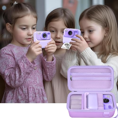 Image of Leayjeen Kids Camera Case Compatible with Cimizi /Gofunly /Aasonida /CAMCLID /LETSHAHA Kids Instant Print Camera, Kids Instant Camera for 1080P Printed Photos,Birthday Gifts for Kids-Purple(Case Only)