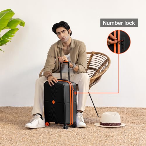 Image of Nasher Miles Bali Hard-Sided Polypropylene Cabin Luggage 20 inch | 55cm | 8 Wheels Small Trolley Bag for Travel | Suitcase (Black)