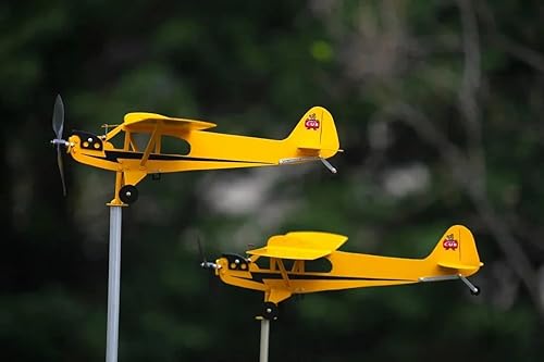 Miniatura 4 de Piper J3 Cub Airplane Weathervane - Aeronave giratoria de metal para avión 2023, veleta de avión hecha a mano, molino de viento, decoración de