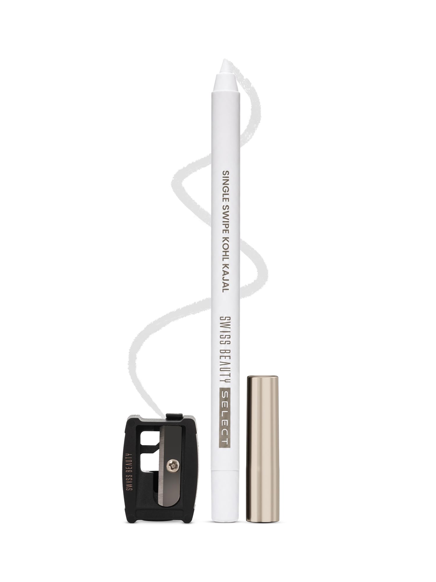 Swiss Beauty Select Single Swipe Kohl Kajal | New & Improved Formula | Comes With A Sharpener | Waterproof & Transfer-Proof | 12H Stay| 03 Pure White-image-48