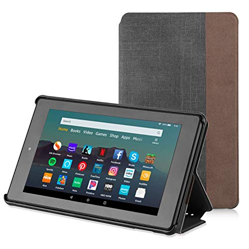 apiker Custodia Compatible con Fire 7 Tablet (9a Generazione,2019 di Rilascio), Smart Shell Cover con Auto Svegliati/Sonno,per Amazon Fire 7 2019, Pelle PU Premium, Nero