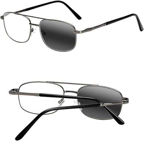 Miniatura 4 de Newsight Lectores de metal para hombre Gafas de lectura bifocales de aleación fotocromática de metal piloto +1.0  +3.0