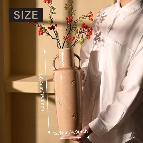 VICTOR-TERESA-Tall-Vase-for-Flowers-Rustic-Beige-Floor-Vases-for-Pampas-Grass-Modern-Farmhouse-Decorative-Large-Vases-for-Mantel-Accent-Living-RoomBookshelf-Centerpieces-Home-Decor-151inch