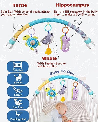 Image of Pau1Hami1ton Car Seat Toys, Stroller Toys,Car Seat Toys for Babies 0-6 Months,3 Month Baby Toys Fit for Crib Bed,Stroller,Car Seat,Baby Gifts.S-19(Whale)
