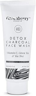 Detox Charcoal Face Wash, Vitamin C, Green Tea, Tea Tree, Controls Oil, Anti Acne, Anti Pollution, All Skin Type, Unisex, Natural & Organic, 120 ml
