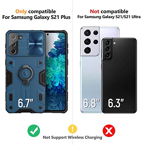 Image of Nillkin for Samsung Galaxy S21 Plus case 6.7 inch, Kickstand Slide Camera Protection Cover for Samsung Galaxy S21 Plus 5G Case Shockproof Anti-Slip Rugged Heavy Duty Protection case S21+ Blue