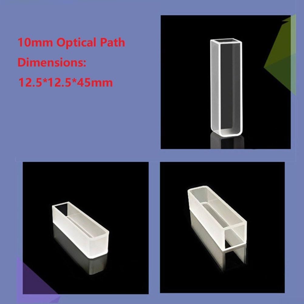 Quartz Cuvette 10mm Optical Path 2 Pack per spettrofotometro 751/722, volume 3,5 ml, gamma di lunghezza d'onda 190-2500 nm, resistente al calore 600 °C