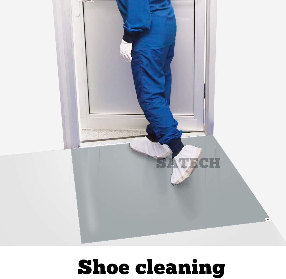 SATECH Sticky/Tacky/Adhesive Mat 26" x 45" Gray (Case of 4 Mats,30 Sheets Each) for Cleanroom Laboratory Hospital Construction Pets, Grey