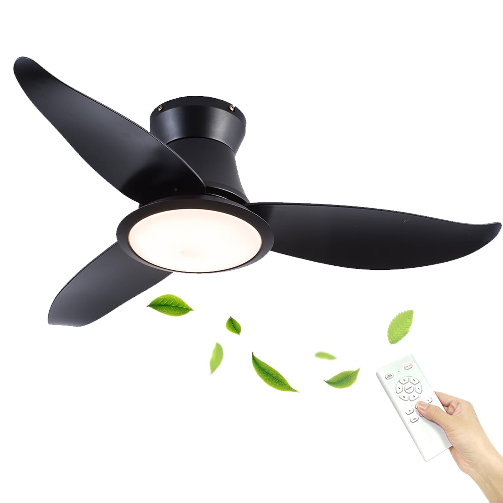 SXDMOUBK Ceiling Fan Lights with Remote Control,Intelligent Ceiling Fans with Lamps,48w,Dimmable,Silent Reversible 6-Speed,Dc Motor with Timer,Suitable for Bedroom and Kitchen-B||46in/118cm