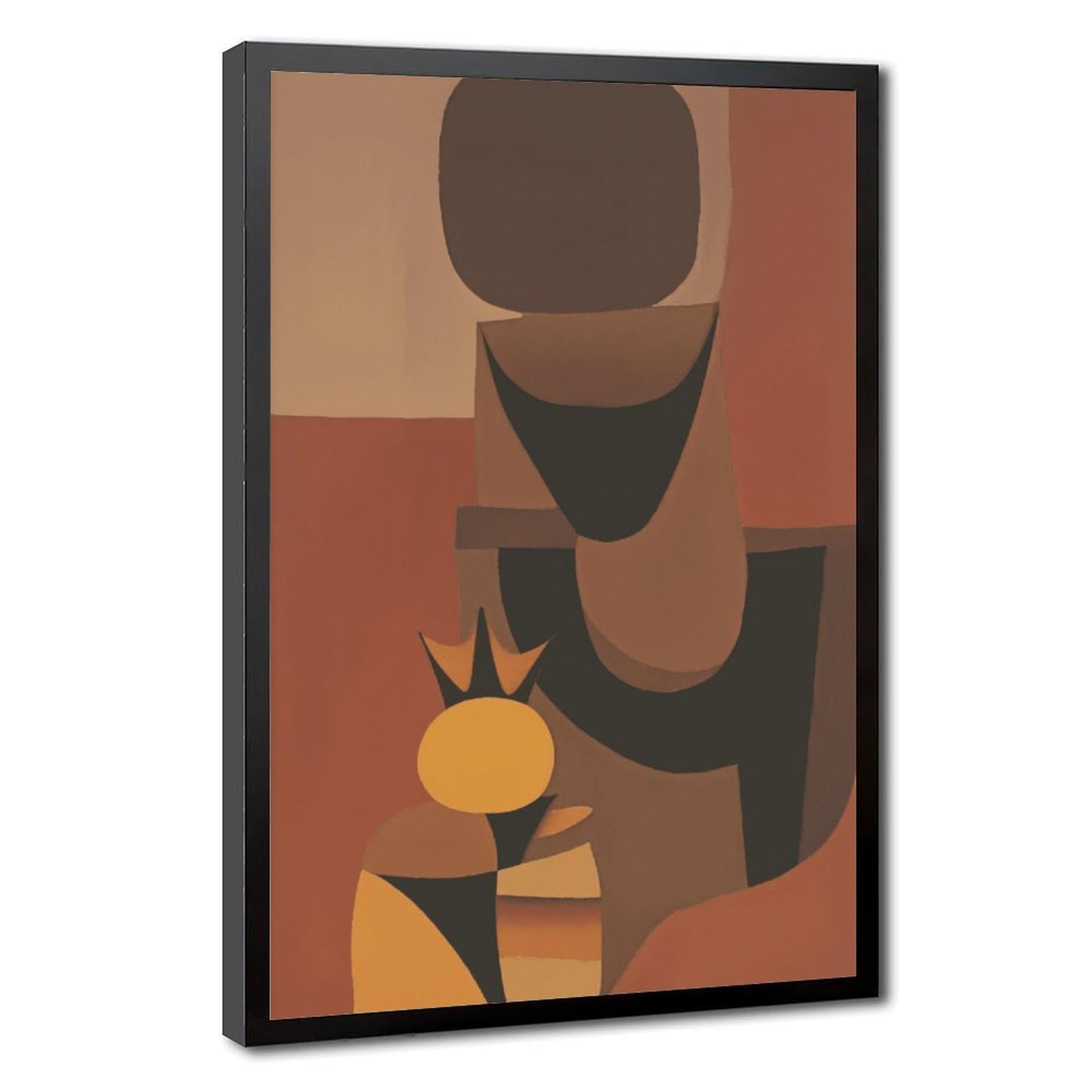 Zguols Terracotta & Black Abstract And Minimalist Poster Canvas Poster Bedroom Decor Sports Landscape Office Room Decor Gift Black Frame 12" L X 18" W