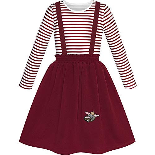 Image of 2 Pieces Set Girls Dress T-Shirt Suspender School