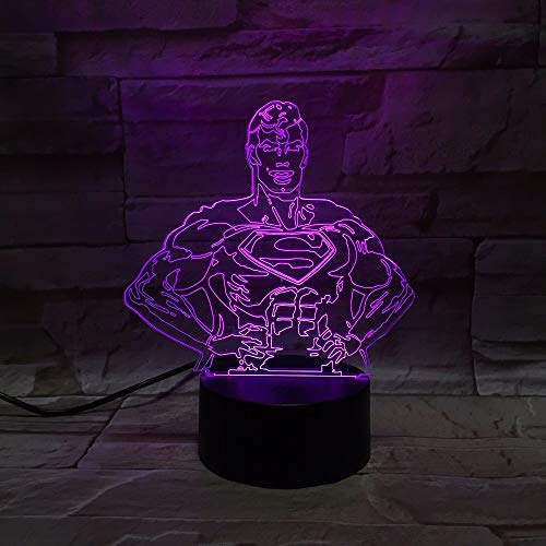 Dtcrzjxh u00a0Figura De Dibujos Animados Superman 3D Lámpara De Lavau00a0u00a0u00a07 Cambio De Color Led Luz De La Noche De Humor Decoración De Dormitorio De Regalo Lámpara De Mesa