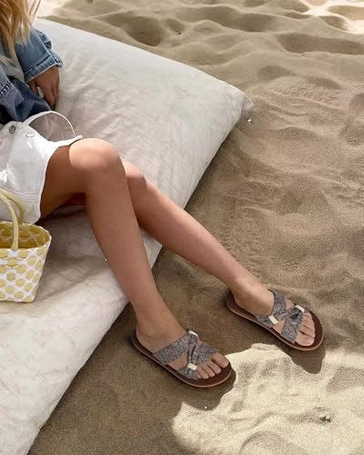 Image of KuaiLu Womens Dressy Bow Sandals Arch Support Yoga Foam Cushion Comfortable Walking Slides Open Toe Summer Beach Indoor Outdoor Slippers
