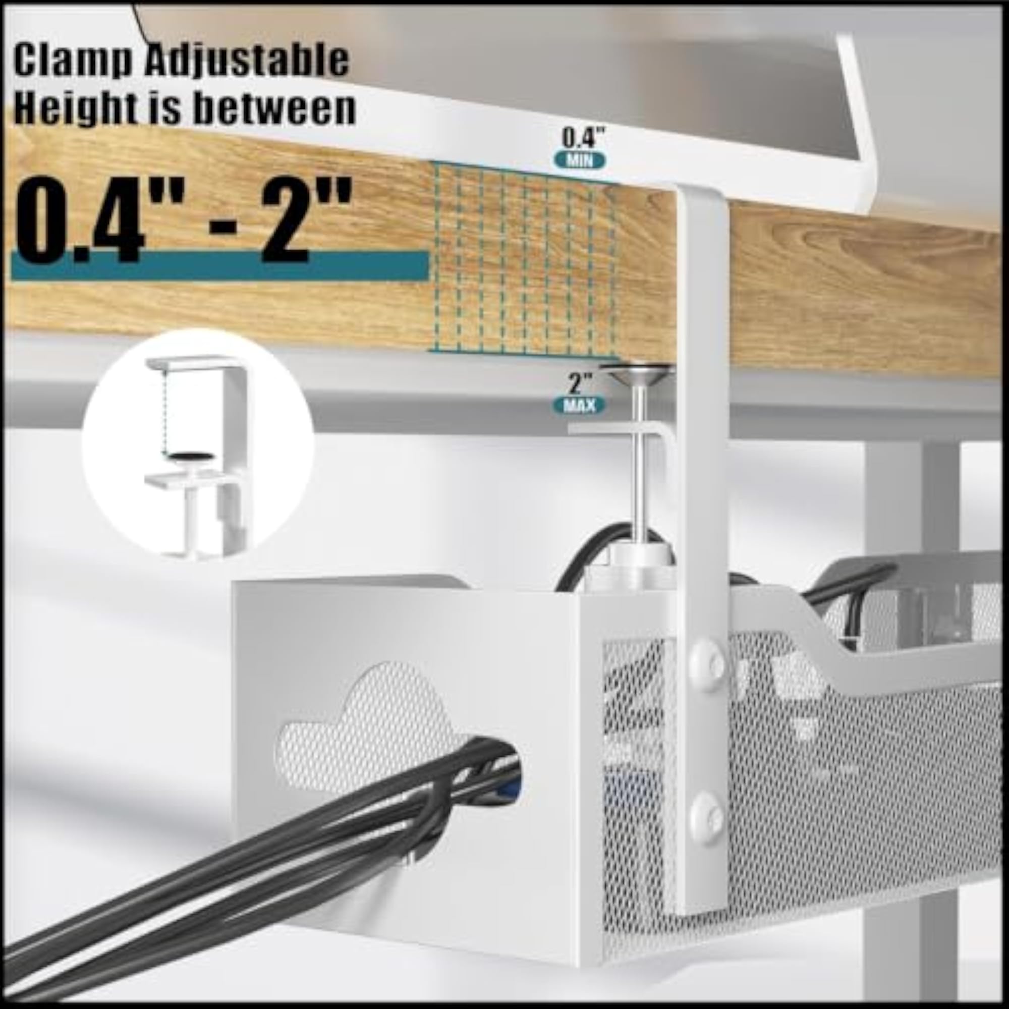 Adjustable Under Desk Cable Management Tray