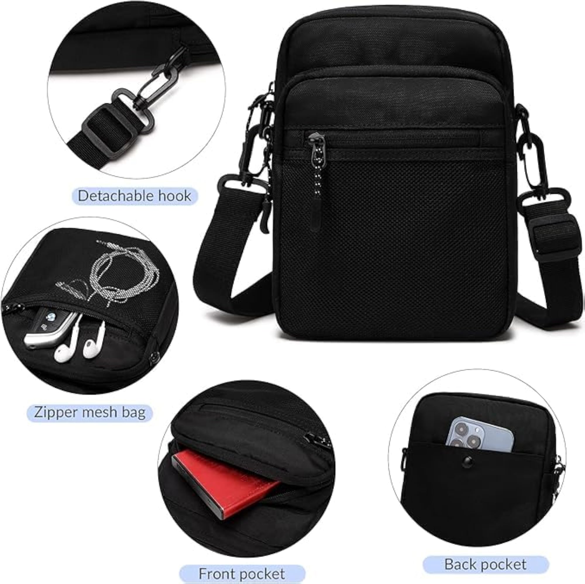 Small Crossbody Mini Messenger Bag, Water Resistant