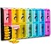 Produktbild Tablettenbox 7 Tage 2 Fächer, Pillendose 7 Tage Morgens Abends, Medikamentenbox 7 Tage, Groß Pillenbox mit 14 Fächern zur Aufbewahrung verschiedener Tabletten(Regenbogenschwarz)