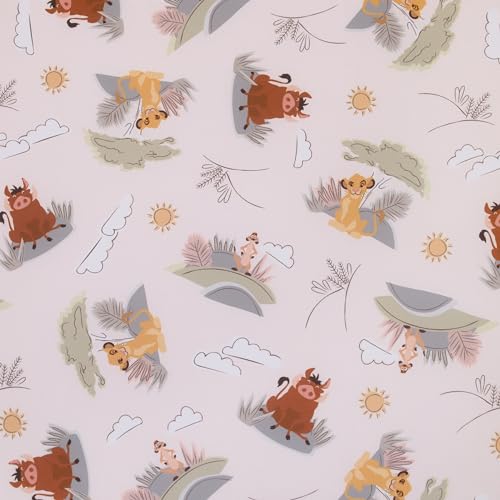 Image of Disney Lion King Ivory, Sage, Gold, and Brown, Simba, Timon, and Pumba Super Soft Nursery Fitted Crib Sheet
