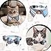 Fyntave 2 Pcs Bowtie Cat Collar for Boy Cat Collar Breakaway with Bells Cats Bow Tie Cute Plaid Kitten Collars with Removable Shirt Collars Adjustable Blue Plaid Cats for Pet
