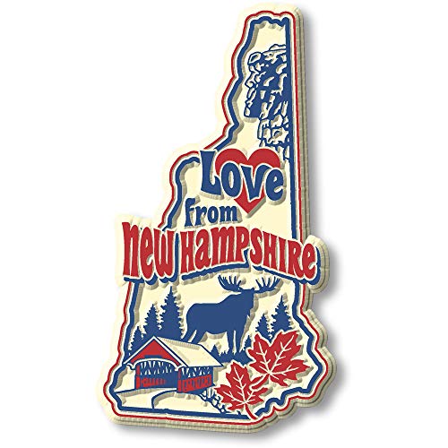 Imán vintage Love New Hampshire de caucho 3D