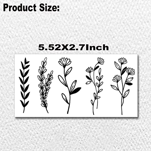 Tazimi 12 Sheets Black Flower Temporary Tattoos For Women Girls,Black Small Wild Floral Bouquet Tiny Branch Floral Wild Plants Sketch Tattoo Stickers For Women Body Art Arm #TOP5