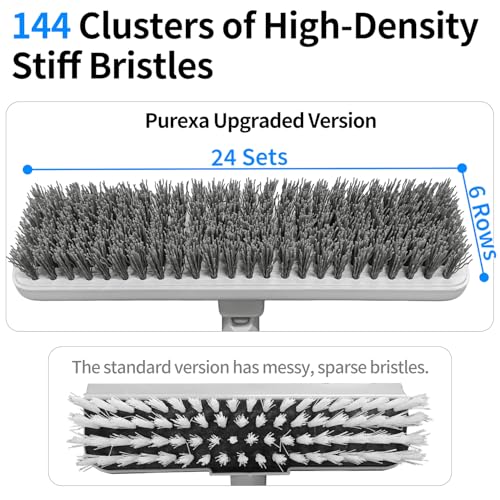 Image of Floor Scrub Brush with 55 inch Long Handle, 2-in-1 Floor Brush with Built-in Squeegee, Adjustable Angle Head and Stiff Bristles for Tile, Wood, Concrete & Textured Floor Cleaning
