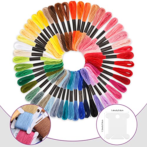 Caydo Embroidery Floss 50 Skeins Cross Stitch Thread, Friendship Bracelets String With 12 Pieces Floss Bobbins #TOP1