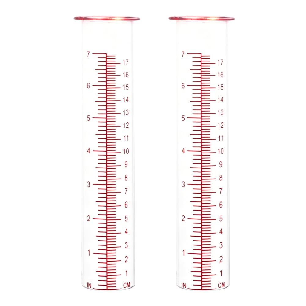 Pluviomètre de 17,8 cm de capacité avec tube de rechange en verre rouge haute visibilité