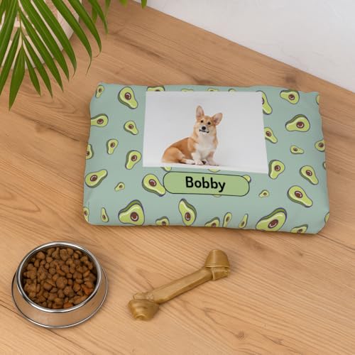 Wanapix | Cuccia Avocado per Gatti Personalizzata con Nome | 58x42 cm | Lavabile | Lettini personalizzati per cani