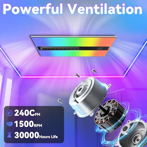 Image of Bathroom exhaust fan with heater & bluetooth speaker, 1900W Heater