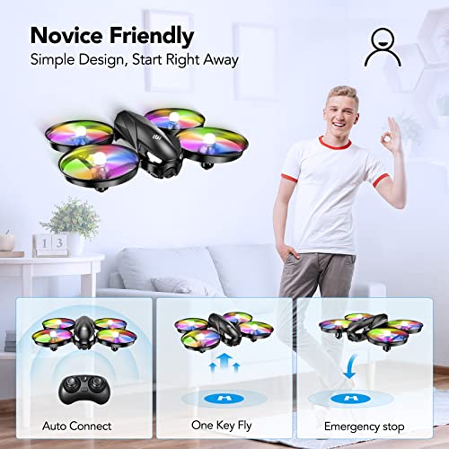 Sansisco A31 Drone For Kids, Rc Drone For Toy With Colorful Led Lights, 3 Speeds, 3D Flips, Gifts Kids Drones, Easy To Control With 2 Batteries, Headless Mode, Altitude Hold #TOP4