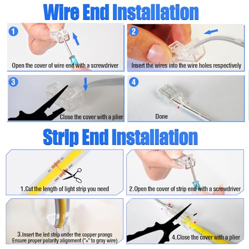 Kit de Tira LED COB 5V USB, 2 Paquetes de 6ft y Conectores miniatura 7
