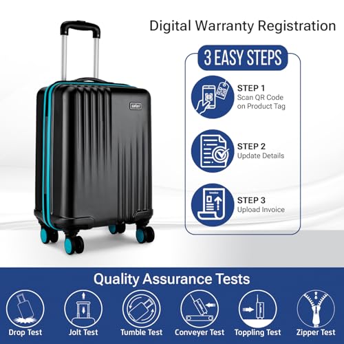 Image of Safari Citymiles 8 Wheels 59 Cm Cabin Size Trolley Bag Hard Case Polycarbonate 360 Degree Wheeling Carry on Luggage, Antitheft Zipper, Travel Bag, Suitcase for Travel, Trolley Bags for Travel, Black