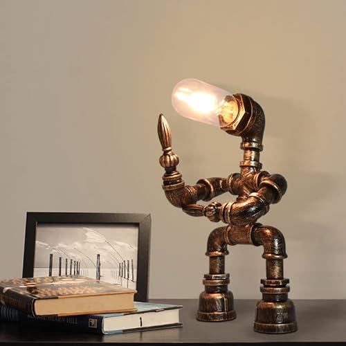 Retro Vintage Table Lamp Industrial Loft Style Steampunk Lamp Iron Pipe Desk Lamp For Bedside, Living Room, Hallway, Café, Store #TOP1