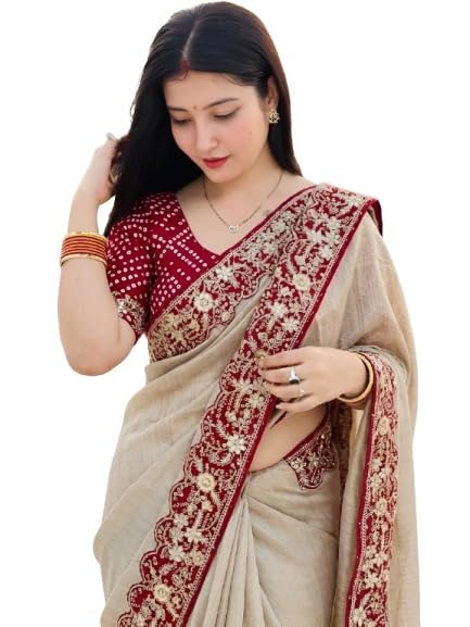 vragi Women's Chinon Silk With Bandhej Gotta Work Saree With Unstitched Blouse_(Superstar_duk6)-picture-32