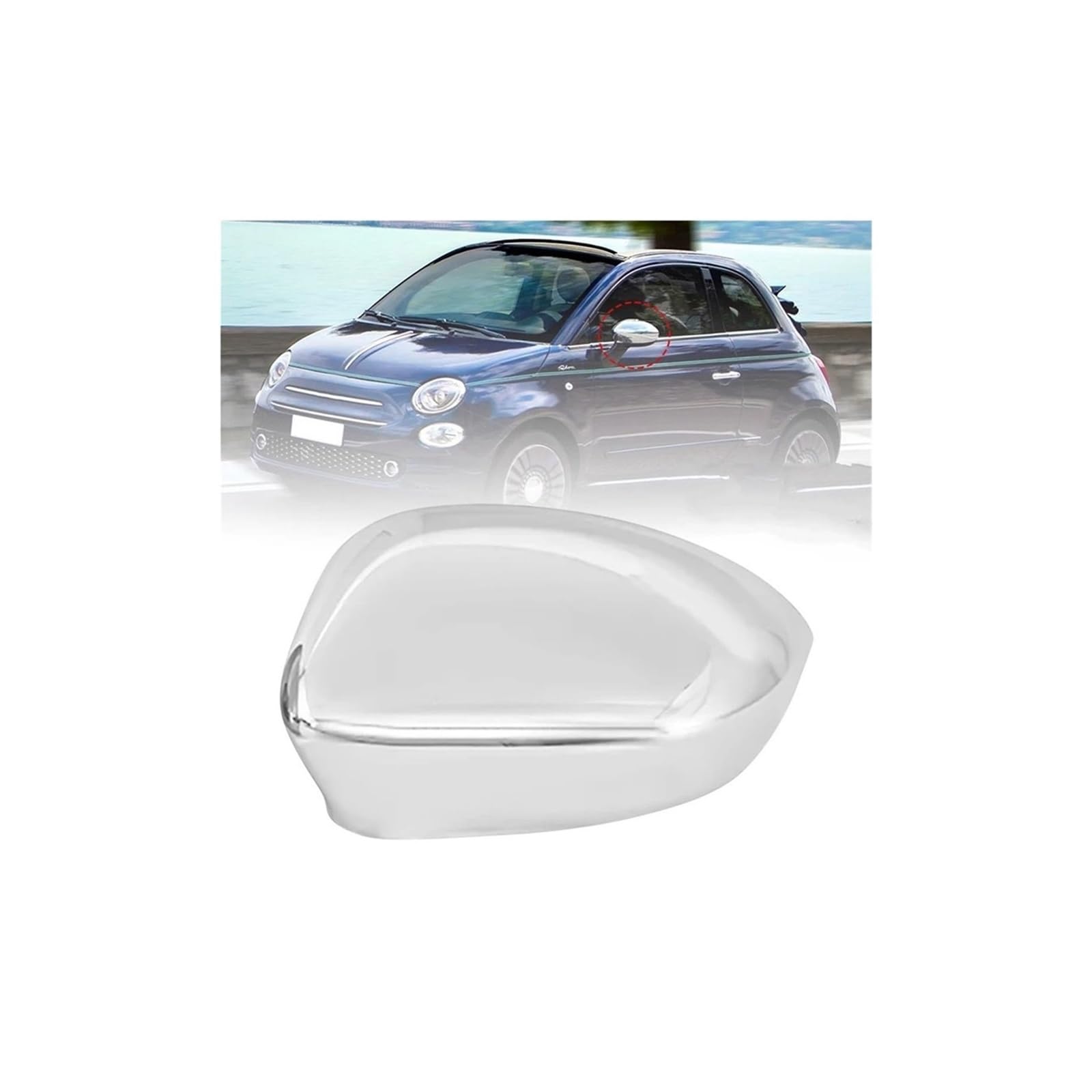 Calotta Retrovisore 2 Pezzi Per Fiat 500 500C Per Grande Per Punto 595 Per Abarth 695 2007-2023 Copri Specchietto Retrovisore Cromato Copri Specchietto(Chrome Left)