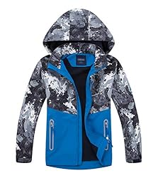 LAUSONS Chaqueta Impermeable para Niños - Cazadora...: Esta chaqueta de camuflaje tiene 3 colores, rojo, gris y verde, adecuados para niños y niñas de 4 a 12 años La cazadora para niños tiene 1 capucha extraíble con cinta adhesiva, 2 bolsillos funcionales con cremallera, puños de cinta adhesiva ajustable...