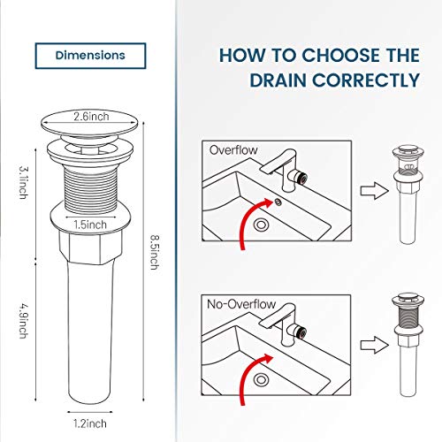 Image of REGALMIX Bathroom Sink Drain, Vessel Sink Pop Up Drain With Detachable Basket Stopper,Anti-Explosion And Anti-Clogging Drain Strainer, Sink Drain Assembly Without Overflow Brushed Nickel, RWF082B