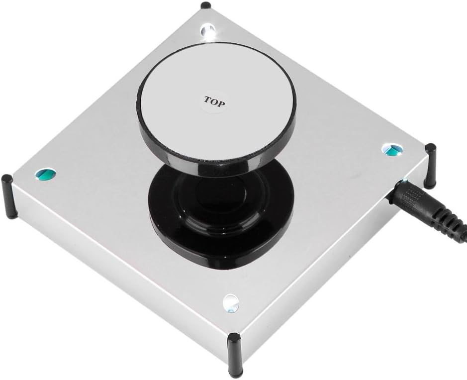 Magnetic Levitation Display, 360° Rotating Magnetic Levitation Platform Stainless Steel Base Floating Show Rotating Shelf Display Platform with LED, for Phones/Jewelry/Cameras/Gadgets(US Plug)