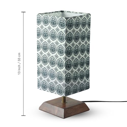 Image of ExclusiveLane 'Paisley-Carved' Mango Wooden Table Lamp for Bedroom Living Room Home Decoration & Bedside Lamp Bed Lamps for Side Table Side Lamp for Bed Room (33 Cm, Without Bulb, Handcrafted)