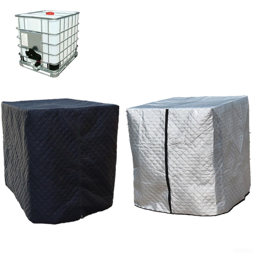 IBC Cubierta para tanque de 1000 L, chaqueta de aislamiento térmico a prueba de heladas con protección UV, envoltura de contenedor de agua Oxford 420D para protección contra el clima de invierno